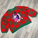 Holiday Time  Fancy Dog Checkerboard Fuzzy Ugly Christmas Sweater Red 3X Oversize Photo 13