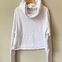 Z Supply  Women's XL Long Sleeve Oversized Hood Cropped White Hoodie Sweatshirt Photo 2