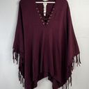 Chico's  One Size Lace Up Fringed Poncho In Monrovia Western Tasseled  Pullover Photo 2