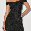 Lulus *NWT*  Black Jacquard Satin Off-The-Shoulder Dress Photo 0