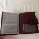 Vintage 90s Tooled Leather Wallet with Attached Coin Purse Burgundy Red Brown Photo 4