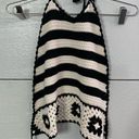 Nordstrom Geo Pattern Hand Crocheted Granny Square Halter Top Black and White Medium Photo 1