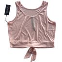 Wildfox NEW  Sweat Tie Front Pink Blush Cropped Tank Women's Size XL Photo 2