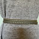 None Gold Chainlink and Silver Leather Twist  Womens Belt 38 inches long Buckle Disco Photo 5