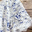 Sans Souci  Blue White Floral Lace Short Sleeve Mini Dress Size Small Photo 2