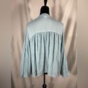 ee:some  Blue Balloon Sleeve Top Batwing Solid Blue Bohemian Preppy Sz Small Photo 1