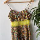 Ali & Kris  Romper Womens Medium Yellow Floral Retro Mesh Playsuit Summer Picnic Photo 4