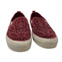 Nine West  Oletta Perforated Sneaker Lasercut Red Burgundy Suede Slip-on Size 8.5 Photo 2