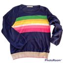 Trina Turk  Rainbow Sweater navy/multi sz M Photo 3