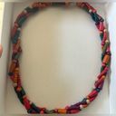 Vintage Colorful Wooden Beaded Twist
Statement Necklace Rainbow Y2K Handmade Photo 6