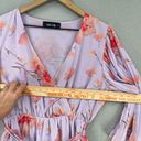 fab'rik  Floral Top Womens Large Purple Orange Faux Wrap Peplum Flare Sleeve Boho Photo 4