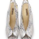 Paul Green  Avanti Peep Toe Slingback Heel Silver Snake Print Leather US Size 6.5 Photo 2