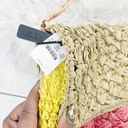 J.Crew  Colorblocked Handwoven Raffia Crossbody Bag Button Closure Chain Strap Photo 2