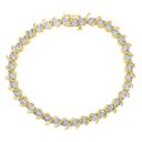 Brilliance Haus of  14K Gold Plated .925 Silver Diamond Link Tennis Bracelet 7" Photo 3