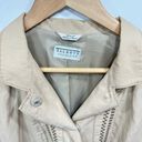 Talbots  Tan Metallic Embroidered Snap Front Peplum Long Sleeve Blazer Jacket Photo 9