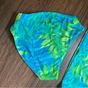 Vtg Y2K Tankini Swim Set Sz 12 Neon Abstract Palm Print High Rise Blue Photo 5