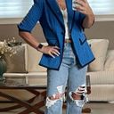 CAbi Scholarship Blazer Size Small Blue Checkered One Button Blogger Fave Photo 1