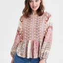 American Eagle  Women Pink Long Sleeve Embroidered Blouse Photo 0