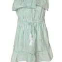 American Eagle America Eagle Green White Striped Strapless Ruffle Top Dress Womens Size Large Photo 0