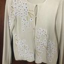 Sigrid Olsen Vintage  Beige Sequin Embellished Cardigan 100%  Silk Size M Photo 4