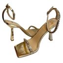 Marc Fisher  Karima Leather Gold Heeled Sandal w/ Crystal Trim Photo 5