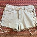 easel  LA DENIM GREY CUT OFF LACE UP SIDE WESTERN SHORTS Photo 0