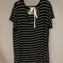 Terra & Sky  Black White Striped Tie Back Short Sleeve Top Size 2X Photo 4