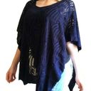 New York And Company  Poncho Top Navy Crochet Knit Lagenlook Boho Beach Cover Up Photo 1