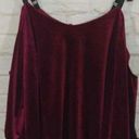 Romeo + Juliet Couture  Burgundy Velvet Cold Shoulder Open Back Tie Top Blouse Photo 8