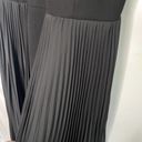 Halston Heritage  Round Neck Sleeveless Pleated High Low Midi Dress Black Size 4 Photo 3