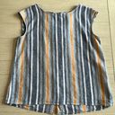 Max Studio  Linen Cotton Blend Striped Sleeveless Shirt Size Large Photo 0