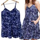 Gap  Button Front Tiered Blue Floral Print Babydoll Dress size Large Photo 1