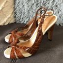 Isaac Mizrahi  Shiny Burnt Orange/Brown Heels Photo 1