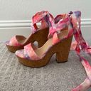 Shoedazzle Watercolor tie dye cork lace up wedges  Photo 2