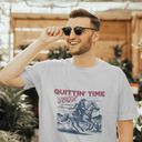 Zach Bryan Merch The Quittin Time Tour Tee Gray Size L Photo 1