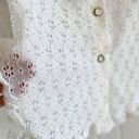 Daisy Vintage 70s  lace ruffle off white wide collar button down blouse size M Photo 4