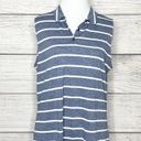 Nike  Dri-Fit Sleeveless Striped Polo Shirt Blue Gray & White Size Large Golf Photo 2