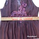 Rebecca Taylor Cocktail Dress 100% Silk Sz 2 Plum Purple Flower Appliqués Photo 10