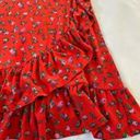 ASOS  Shirred Red Ditsy Floral Faux Wrap Dress Size 6 Photo 3