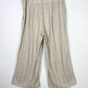 J.Jill  Tan Striped Linen Blend Split Hem Wide Leg Pants Photo 1