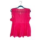 Jasmine & Ginger  Pink Ruffle Sleeve Eyelet Babydoll Blouse Photo 7