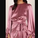 Petal and Pup  Opal Mauve Purple Satin Long Balloon Sleeve Wrap Mini Dress 4 Photo 1