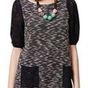 Anthropologie  Postmark Black White Textured Tweed Knit Tunic Dress Lace Size‎ S Photo 0