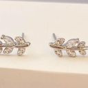 925 Silver Plated CZ Cubic Zirconia Leaf Stud Earrings for Women Photo 0