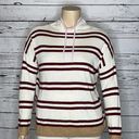 Lou & grey  Size XL White & Burgundy Stripe Cowl Neckline Lightweight Sweater Top Photo 1