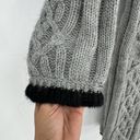 BCBGMAXAZRIA  Cardigan Wool Mohair Blend Sweater Ruffled Collar Gray Black Medium Photo 3