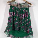 Notte Marchesa  Floral Chiffon Sleeveless Top Green Pink Size 2 Preowned FLAWS Photo 0