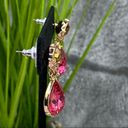 Dillard’s Earrings Teardrop Rhinestone Jewel Dangle Drop Fashion Pink Amber NWT Photo 4