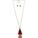 Lily Sky Tassel Necklace & Earring Set Gold & Pink Photo 7