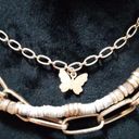 Chico's  Women Fashion Gold Tone Triple Strand Choker Necklace w/ Butterfly Charm Photo 4